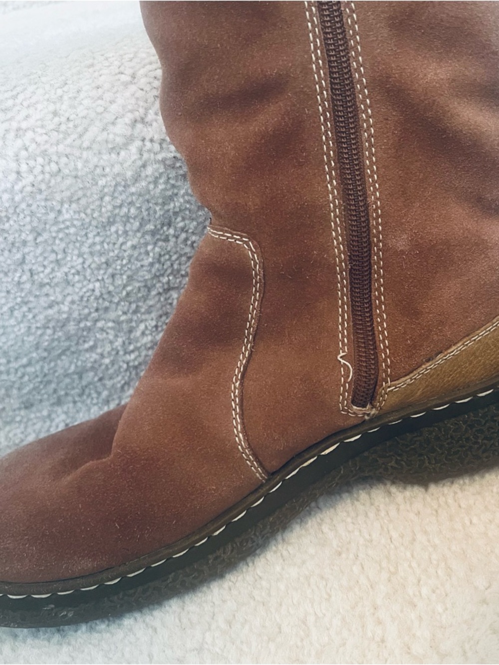 Bear Traps Wendie Women's Brown Suede Knee Boots with Cream Fur Trim Cozy Cabin - Picture 9 of 14